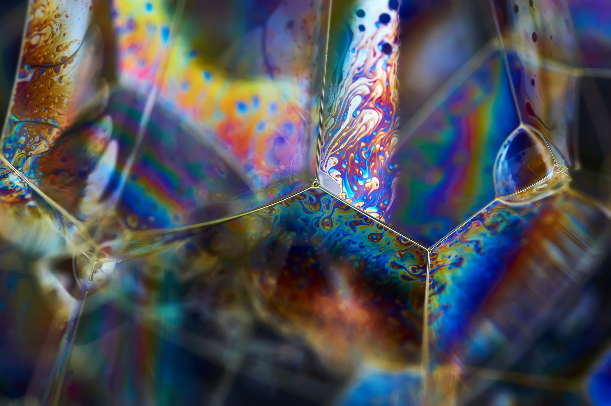 The illuminate rainbow on the bubble surface